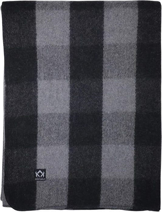 Arcturus Plaid Wool Blankets - 4.5lbs Warm, Heavy, Washable, Large | Great for Camping, Outdoors, Sporting Events, or Home