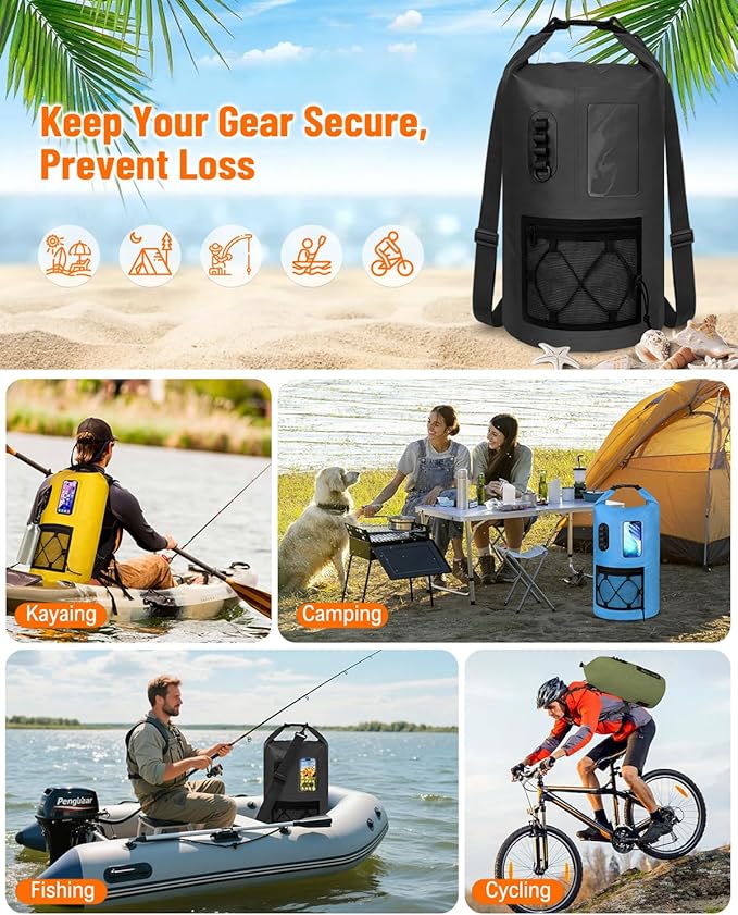 Waterproof Dry Bag, 20L/30L Roll Top Waterproof Backpack with Waterproof Phone Case, Heavy Duty Storage Bag for Women Men, for Travel, Kayaking, Boating, Rafting, Camping, Hiking & Beach