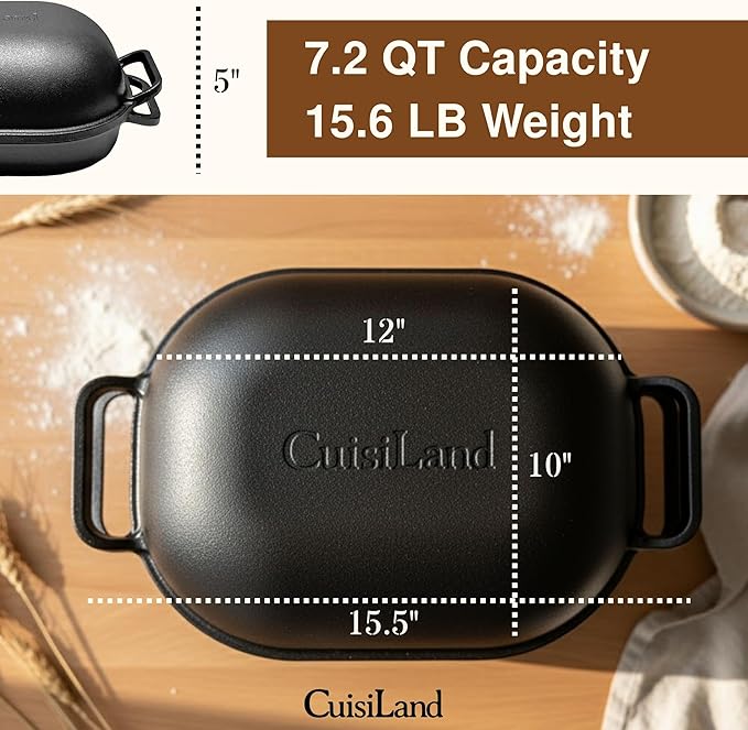 Cuisiland Large Heavy Duty Pre-seasoned Cast Iron Bread & Loaf Pan - A perfect way for baking