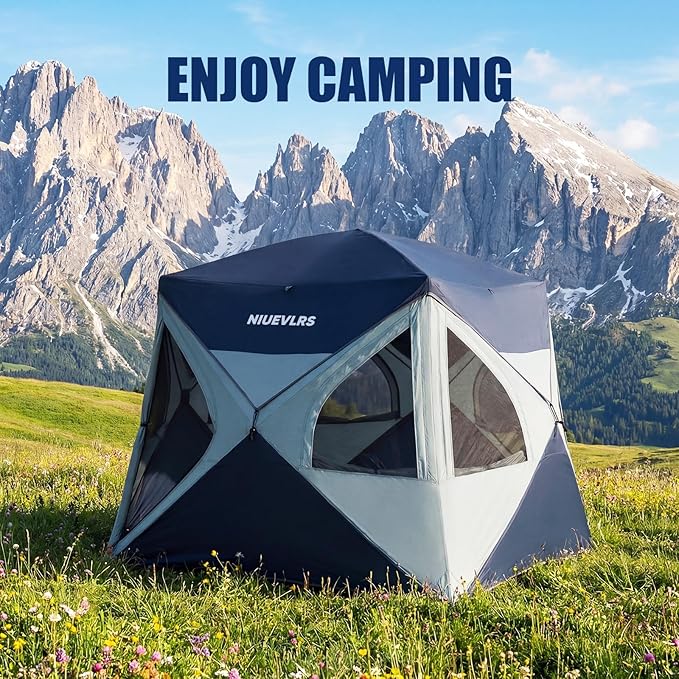 Camping Tent 4 Person Pop Up Tents for Camping, Instant Cabin Setup Tent in 60 Seconds Portable Hub Tent with Rainfly & Windproof for Outdoor Camping & Overlanding