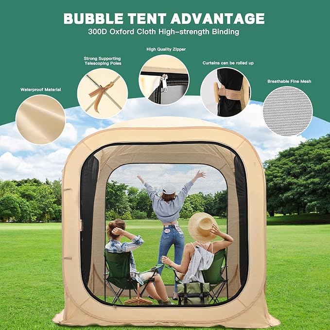 LILYPELLE Screen House Pop-Up Canopy Instant Tent Outdoor Camping Tent with Carry Bag for Patio, Backyard, Deck & Outdoor Activities, Khaki