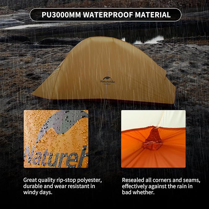 Naturehike Cloud Up 1 Person Tent, Lightweight Backpacking Tents for One Man, Waterproof Ultralight One Person Tent for Camping Hiking Backpacking