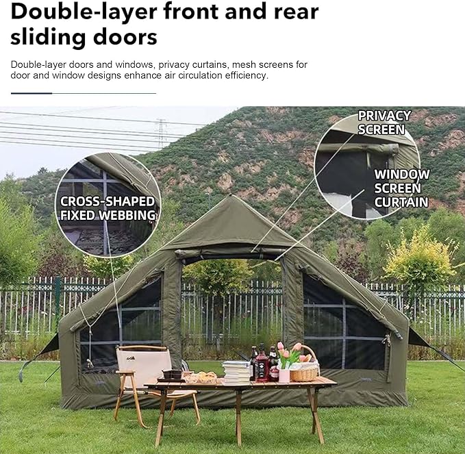 Inflatable Tents for Camping, Large Inflatable Camping Tent with Hand Pump, Easy Setup Tents for 2/4/6/8/10/12 People, Portable Glamping Tent