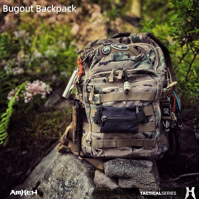32L Tactical Backpack - MOLLE Everyday Carry with Suspended 17" Laptop Compartment for Work, Travel and Emergency (Camo)
