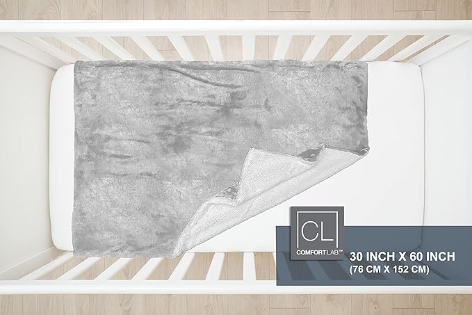 Comfort Lab Reversible Flannel Sherpa Throw Blanket - Elegant Fluffy Throw Blankets for Couch and Home Decor - Anti Pilling Non Shedding Cozy & Warm Fleece Throws - Baby/Pet (30" x 40") - Grey