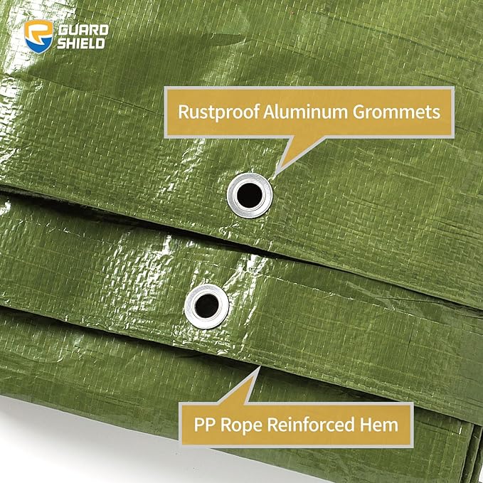 GUARD SHIELD Tarp Green 10x10 Feet Multi Purpose Waterproof Poly Tarp Cover 5mil (2-Pack)