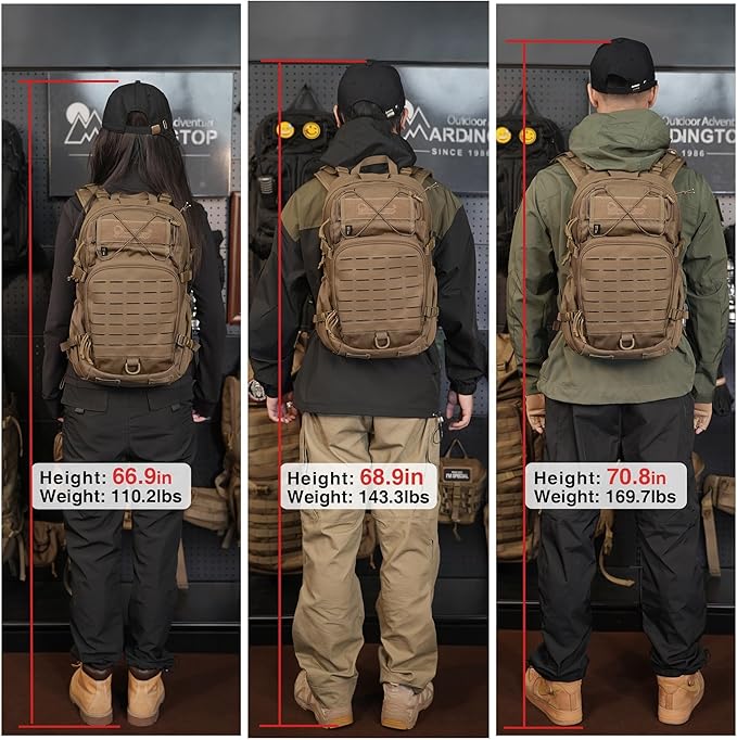 Mardingtop Small Military Tactical Backpack for Men,25L Molle Cordura Backpack for Hiking,Camping,Rucking