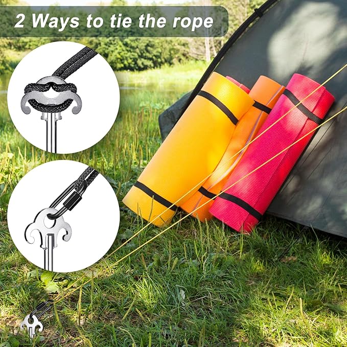 SELEWARE Heavy Duty Ground Anchors Tent Stakes Set of 4 Camping Stakes Trampoline Anchors Dog Tie Out Stakes, Twist Rod Included