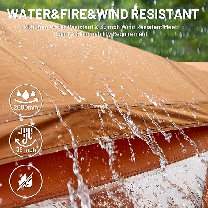 TIMBER RIDGE Instant Pop Up Hub Tent, 4 Person Portable Weather Resistant Camping Tent, 60 Second Set-Up, Easy Up Tents with Rain Fly and Carry Bag, Orange