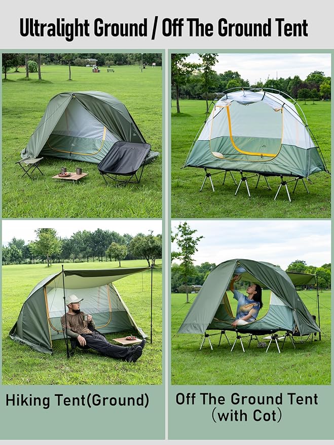 iClimb Ultralight 4 Season Solo Tent Waterproof with Snow Skirt Rainfly, Ground/Off The Ground Tent for Backpacking Camping Hiking Trekking Mountaineering