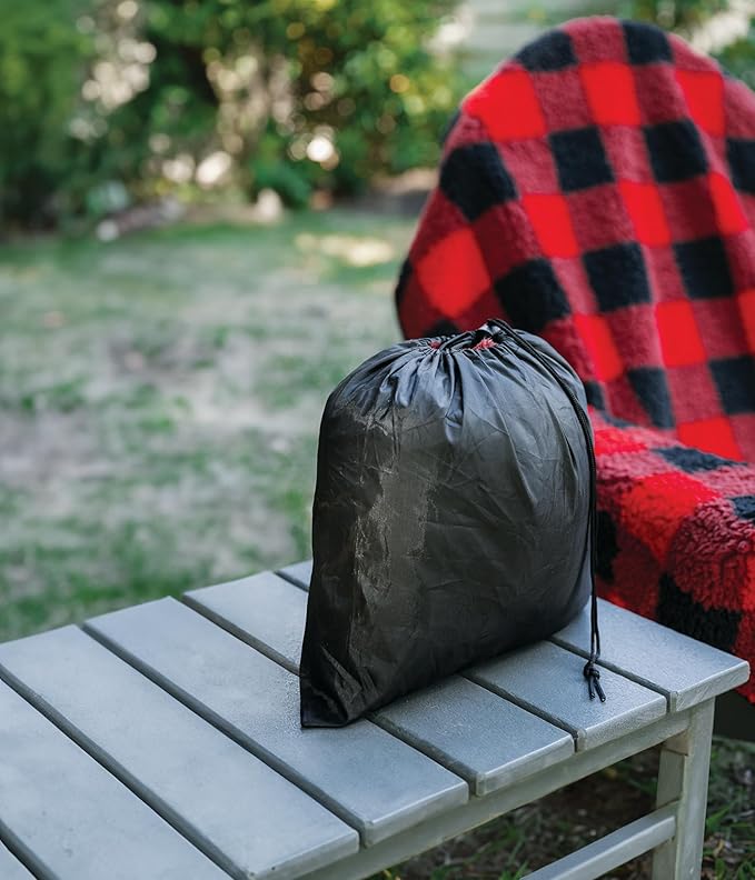 The Chair Blanket™ Reversible Waterproof with Sherpa Lining – Portable Outdoor Cover for Camping, Sports & Patio – Folds into Carry Pouch with Strap - Buffalo Plaid