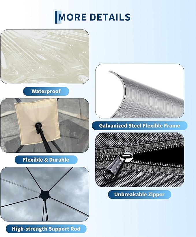 10x10 ft Pop Up Bubble Tent, 4-6 Person Camping Shelter, 540°Degree Fully Transparent, Weather-Resistant Bubble Dome, Portable Design for Outdoor Activities, Sports Events, Fishing