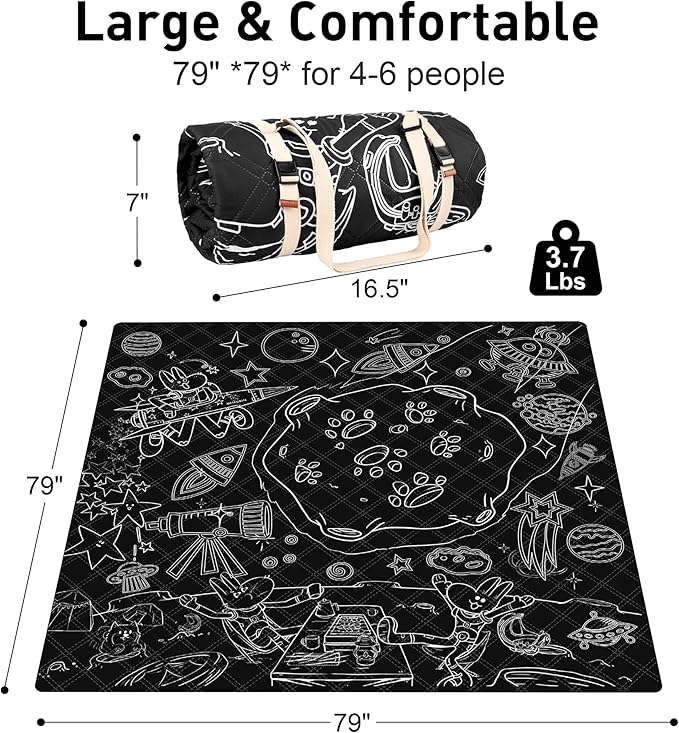 Graffiti Picnic Blanket, 79" x 79" Extra Large Outdoor Picnic Mat, Outdoor Blanket, Beach Blanket, Washable Foldable Portable Blanket for Park Grass/Beach/Camping/Concerts