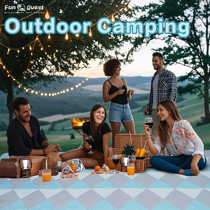 Picnic Blanket Waterproof – Large Sandproof Beach Blanket & Beach Mat, Foldable Machine Washable Outdoor Lawn Blanket, Stadium Blanket & Outside Blankets for Grass, Camping, Park, Travel