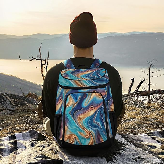 YETTASBIN Leakproof 36 Cans Cooler Backpack for Men Women - Marble Insulated Backpack Cooler Large Capacity Waterproof Lunch Bag for Hiking, Camping, Beach, Fishing, Work