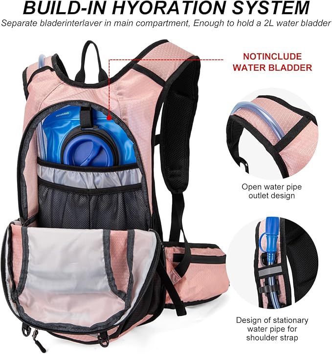 Hydration Backpack Cycling Backpack Women Running Backpack Water Backpack for Hiking Biking Backpack for Men Equipped with 2L Water Bag