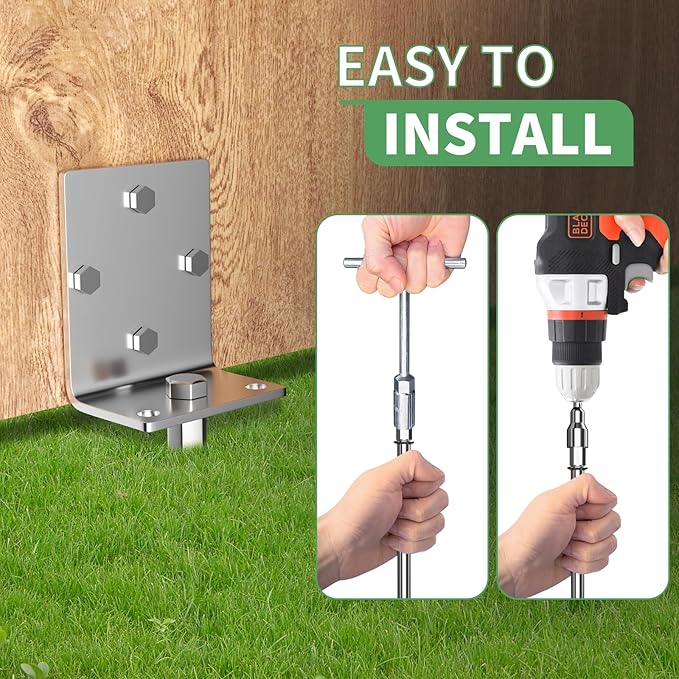 Phopich 28in Multi-Purpose Ground Anchors Screw in, 4Pack Fully Welded Heavy Duty Trampoline Stakes with Brackets, T-Wrench and Adapter for Drill, Earth Anchor kit for Mobile Home, Trampoline, Shed