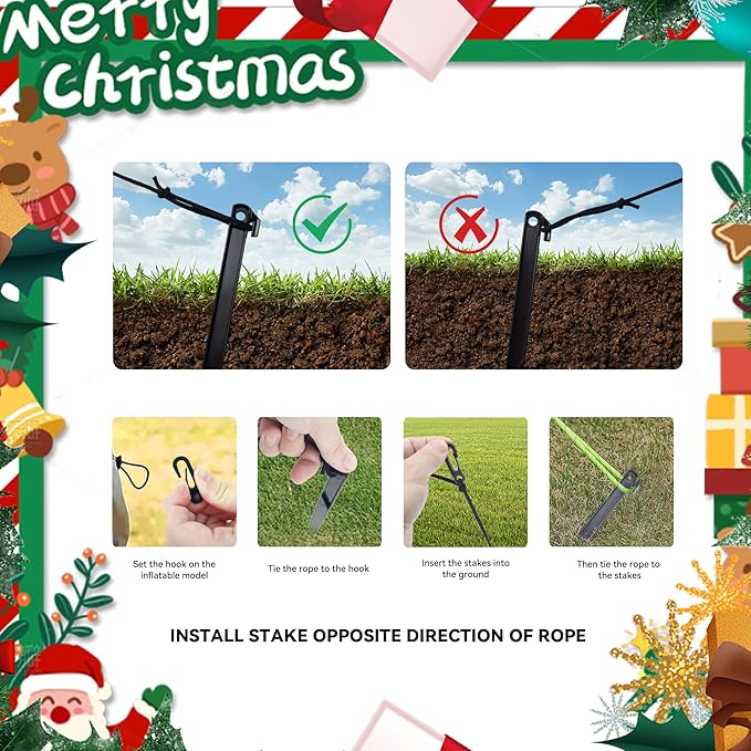 Holiday Inflatable Replacement Accessories Including Plastic Stakes Tether Hook and 1A Transformer Replacement Yard Inflatable Accessories Holiday Inflatable Decorations for Garden and Home Lawn