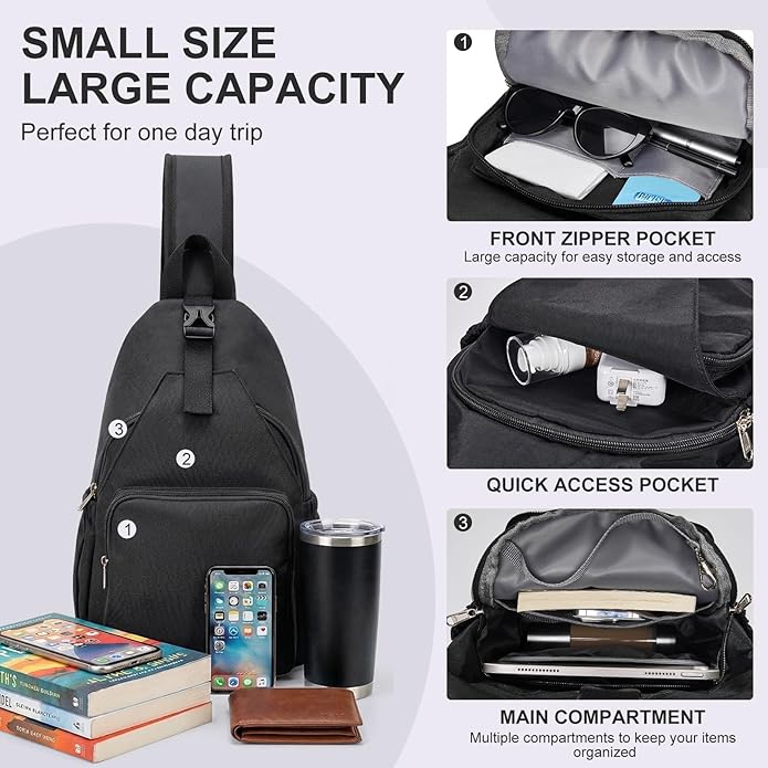 AOTIAN Anti-Theft Sling Backpack - Lightweight Water-Resistant Chest Daypack for Travel, Hiking & Outdoor