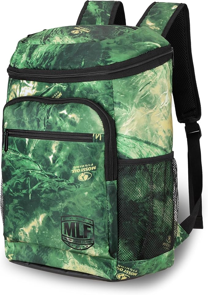 Mossy Oak MLF Fishing Cooler Backpack - Major League Insulated Leak Proof Beverage Coolers Bag