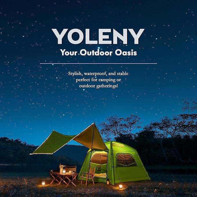 YOLENY 2/4/6 Person Inflatable Tents for Camping, Quick Setup in 2 Minutes with Hand Pump, Oxford Blow Up Tent with Skylight & Canopy, Spacious Cabin Tent for Family Camping & Hiking
