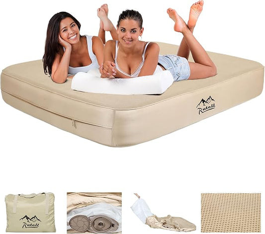Camping Air Mattress Queen with Built in Pump, 13.78" Height Inflatable Airbed, Fast & Easy Inflation/Deflation Inflatable Mattress with Portable Carrying Bag, Inflatable Bed for Home, Camping