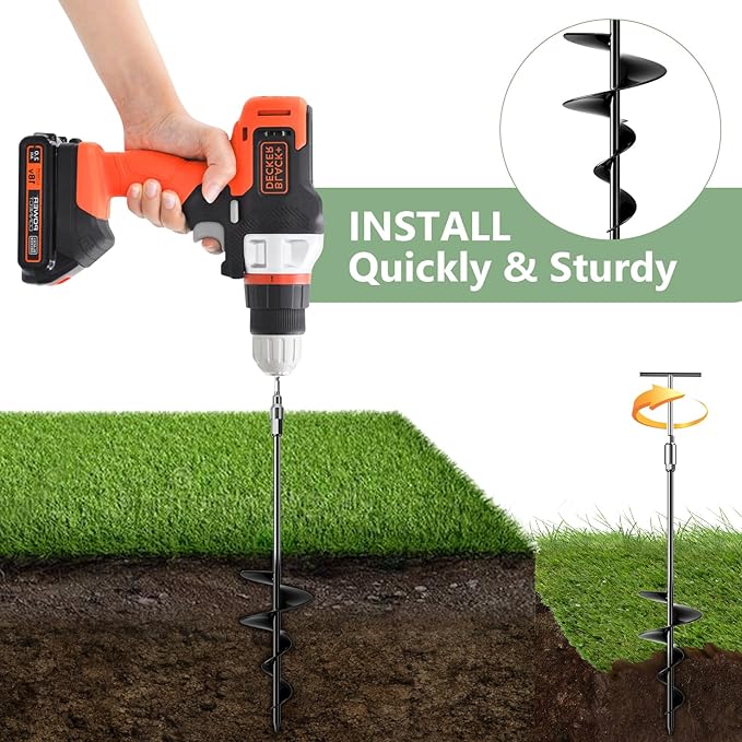 Phopich 18''/30" Long Ground Anchor, Heavy Duty Earth Anchors Ground Anchors Screw in Kit with T-Handle Hex Wrench for Camping Tent, Swing Sets, Securing Animals, Sheds, Trampoline