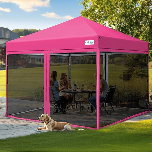 Quictent 10'x10’ Pop up Screened Canopy Tent with Mosquito Netting, Portable Easy up Outdoor Screen House Shelter for Patio, Camping and Picnic, Includes Wheeled Carry Bag