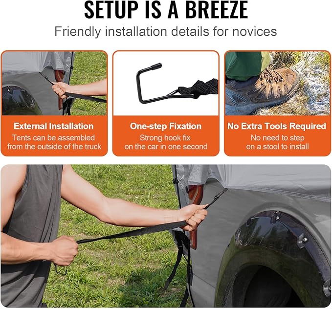 VEVOR SUV and Pickup Truck Camping Tents, Waterproof Double Layer Design with Carry Bag, Accommodates 2-9 Persons for Outdoor Activities