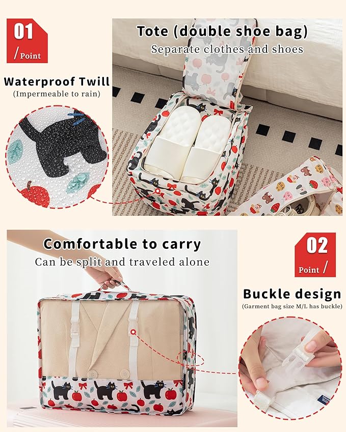 Packing Cubes for Travel 7 Set Luggage Organizer Bags for Family Mesh Breathable Travel Packing Organizers Durable Travel Essentials Suitcases Organizer Bags Set (Forest Plants)