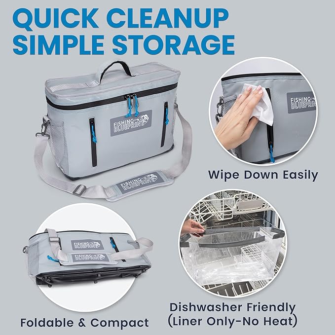Kayak Cooler Behind Seat – Small Portable Cooler Bag for Kayak Seat Storage, Kayak Accessories for Fishing, Kayak Crate, Insulated Soft Sided Cooler Bag for Paddle Board Cooler - Fishing Blueprint