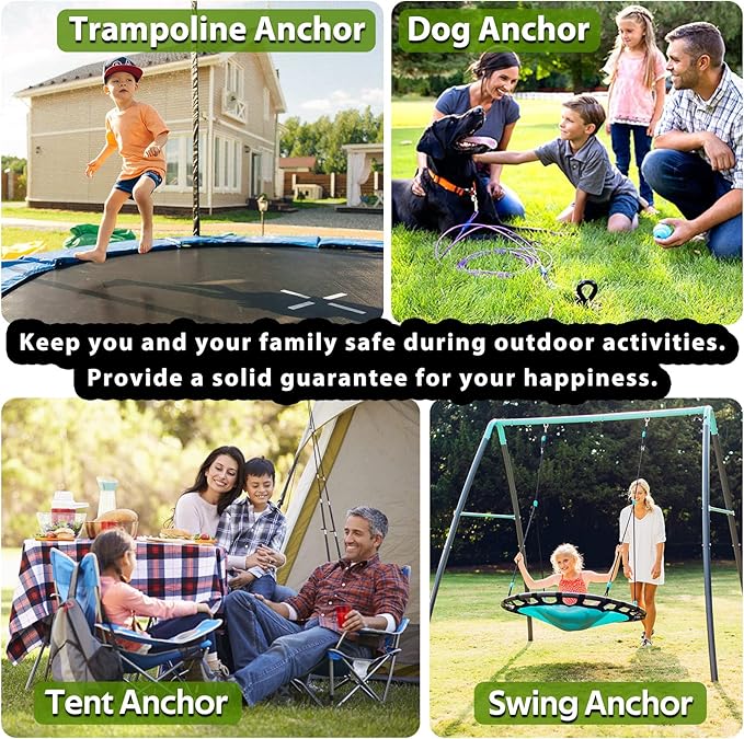 6 PCS 15.3 Inch Ground Anchors Heavy Duty for High Winds Screw in Earth Anchor Swing Set Spiral Auger Stakes Suitable for Tent Trampoline Tree Garden Fence Sheds Swingset, Easy Use with Drill