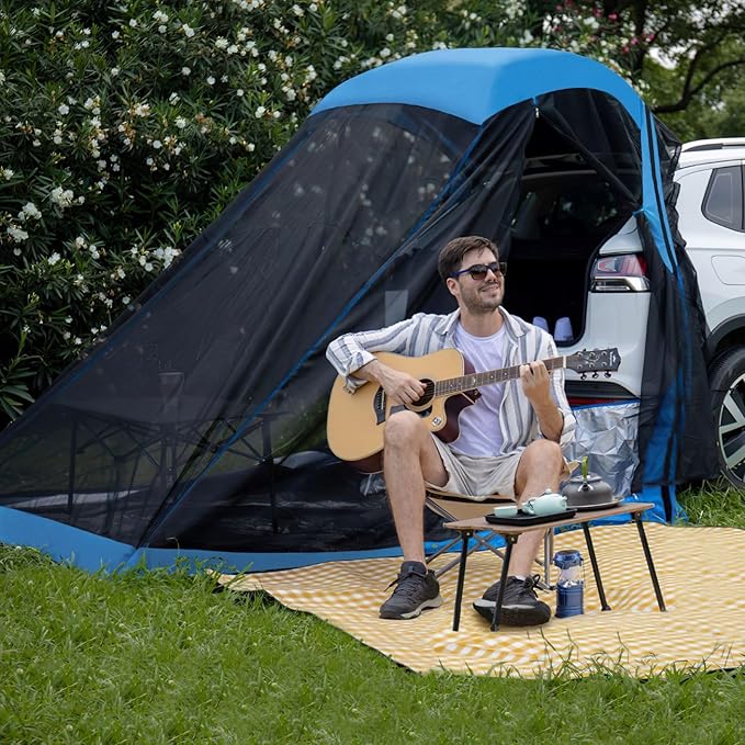 SUV Tent for Camping and Hiking, Lightweight with Rainfly and Tent Stakes, 6' x 6.5' Universal Tailgate Tent for Cars, SUVs, Trucks, Hatchbacks