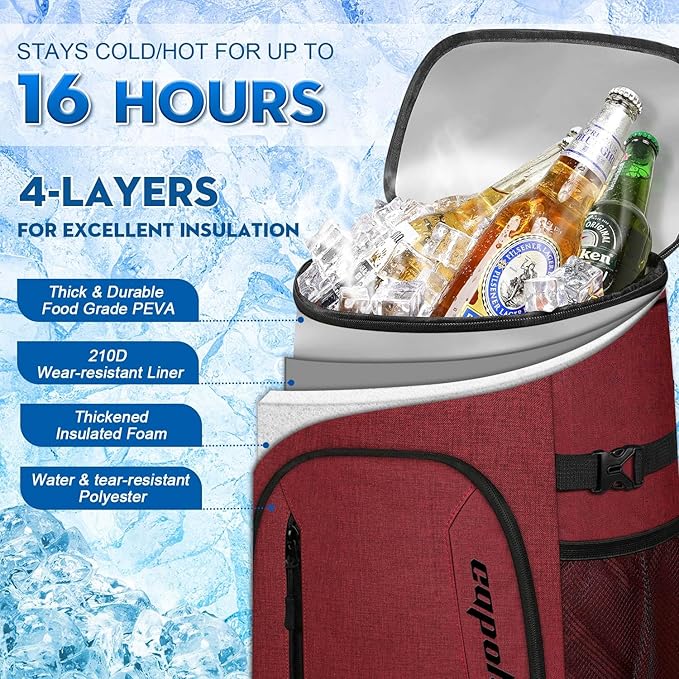 Capolo Cooler Backpack for Men Women Insulated Backpack Cooler Leak Proof Thermal Bag Beverage Soft Cooler Bag Lunch Backpack for Camping 30/45 Cans