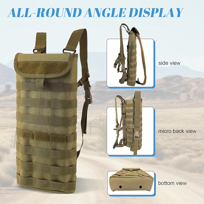 Tactical MOLLE Hydration Pack Carrier Backpack with 3L Water Bladder
