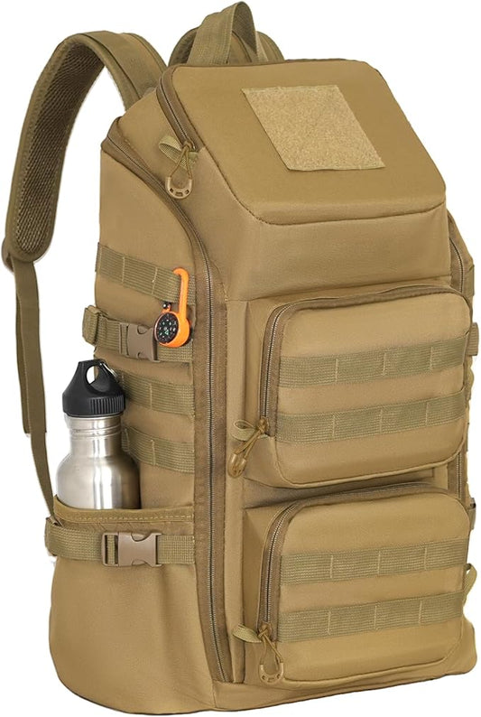 Lightweight Tactical Backpacks with Laptop Compartment for Men 40L EDC MOLLE Military Style 17 in Computer with Cup Holder Travel Hiking Daypack (Khaki)