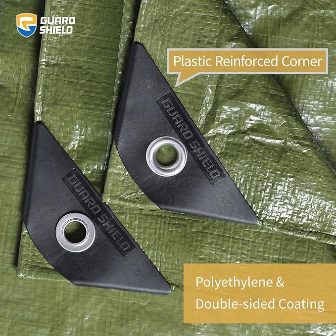 GUARD SHIELD Tarp Green 6x6 Feet Multi Purpose Waterproof Poly Tarp Cover 5mil (2-Pack)