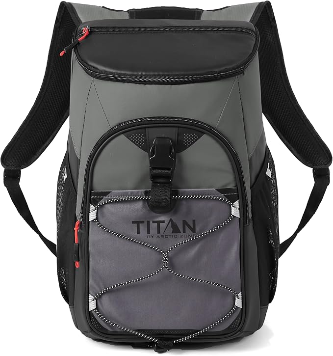 Titan by Arctic Zone Backpack Cooler, Insulated Soft Sided Bag with Leak Proof Lining and Padded Straps, for Lunch, Picnic, and Travel, 24 Can Capacity