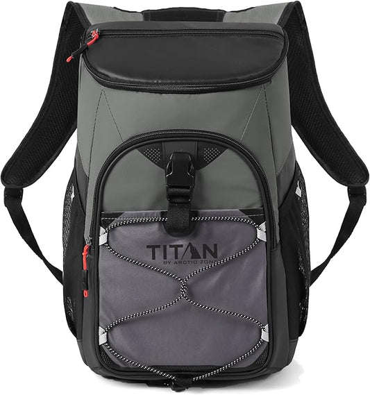 Titan by Arctic Zone Backpack Cooler, Insulated Soft Sided Bag with Leak Proof Lining and Padded Straps, for Lunch, Picnic, and Travel, 24 Can Capacity