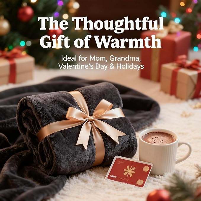 SNZ Cozy Wearable Blanket for Women & Men - 60"x33" Fleece Poncho, Warm Office Chair Lap Blanket, Travel, Camping & Home Wrap - Comfy Poncho Throw - Gift for Mom, Elderly