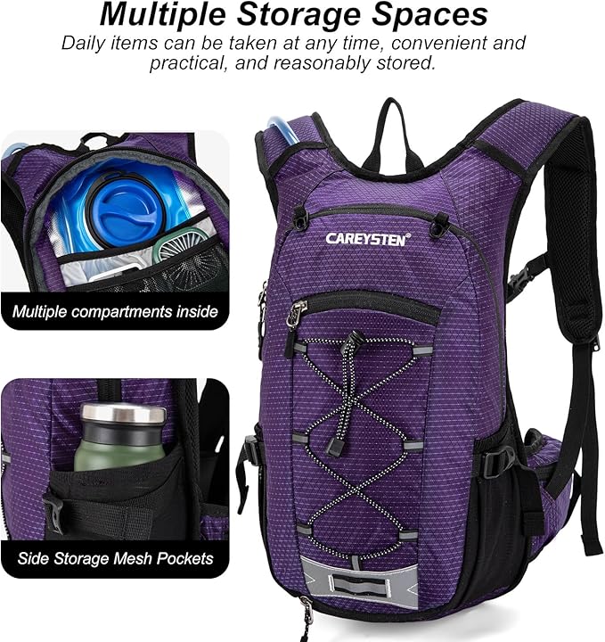 Hydration Backpack Cycling Backpack Women Running Backpack Water Backpack for Hiking Biking Backpack for Men Equipped with 2L Water Bag