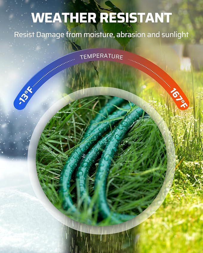 DEWENWILS Extension Cord Splitter 1 to 3, 16/3 Heavy Duty SJTW Wire, 3 Prong Splitter 3 Way, Outdoor Cord Splitter for Halloween Decor Christmas Lights, ETL Listed, Green, Pack of 3