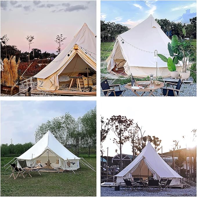 GeRRiT 4-Season Waterproof Cotton Canvas Bell Tent,Outdoor Cotton Tent, Wall Yurt Tent with Stove Hole, for Outdoor Camping Hunting Hiking Festival Party
