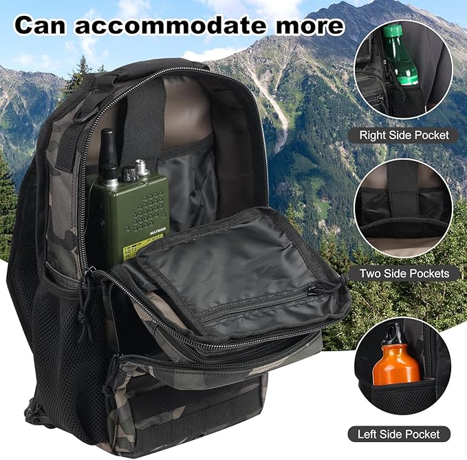 Rover Sling Pack Tactical Shoulder Sling Bag Backpack with Bottle Holder Crossbody Chest Bag, Black Camo