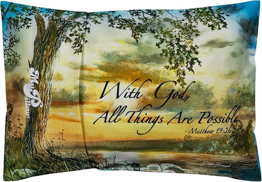 MyPillow Multi-Use Travel Pillow Compact Pillow for On-The-Go Comfort and Sleeping, Portable, Compact, Washable Pillow for Adult and Kids Neck Support [with God All Things are Possible]