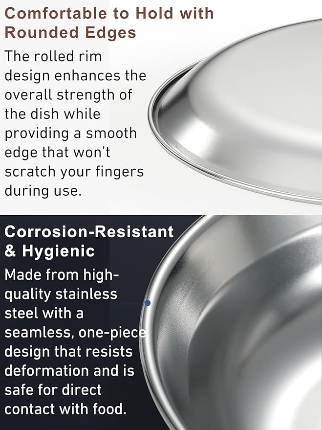 CAMPINGMOON Camping Mess Kit 4 Pack Tableware with Plates Bowls Dishes Stainless Steel Dishwasher Safe Kitchenware S395-1S