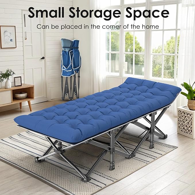 Suteck Camping Cot, 32In XXL Folding Camping Cot Heavy Duty Sleeping Bed for Adults 1200D Double Layer Oxford Cots for Camping W/Pilllow Mat Carry Bag for Home Office Travel 900lbs