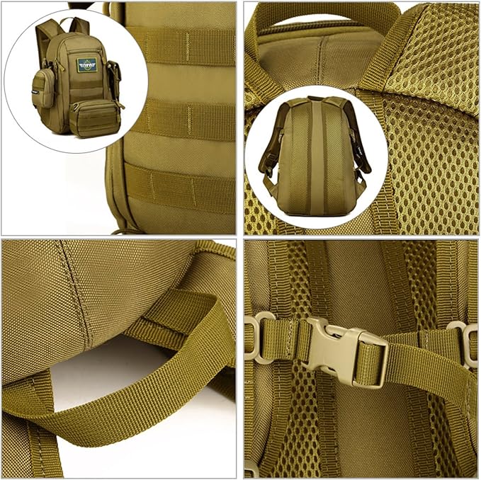 HUNTVP 10L Tactical Backpack Small Backpack Mini Daypack Military MOLLE Rucksack Gear Tactical Assault Pack Bag for Hunting Camping Trekking(10L-ACU Camouflage)