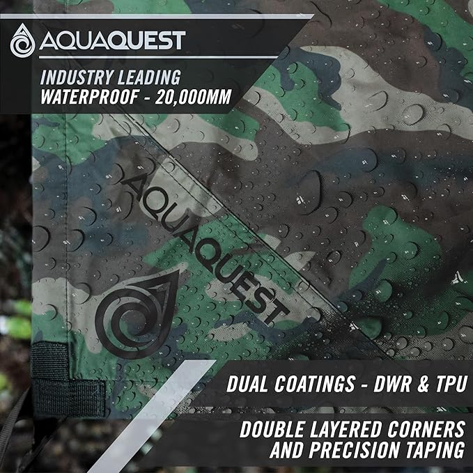 AquaQuest Defender Tarp – Heavy-Duty Waterproof (20,000 mm) Seam-Taped Rain Fly for Camping, Bushcraft & Survival