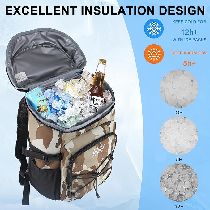 WOLT Cooler Backpack,24 Cans Insulated Backpack Cooler Leakproof,Lightweight Soft Cooler Bag,Camping Cooler,Large Capacity Beach Cooler,Waterproof Travel Cooler Lunch Backpack for Hiking